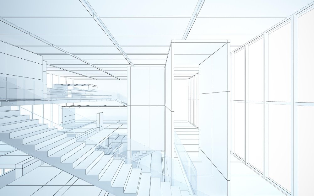 Interlocking precision gears or clean architectural wireframes